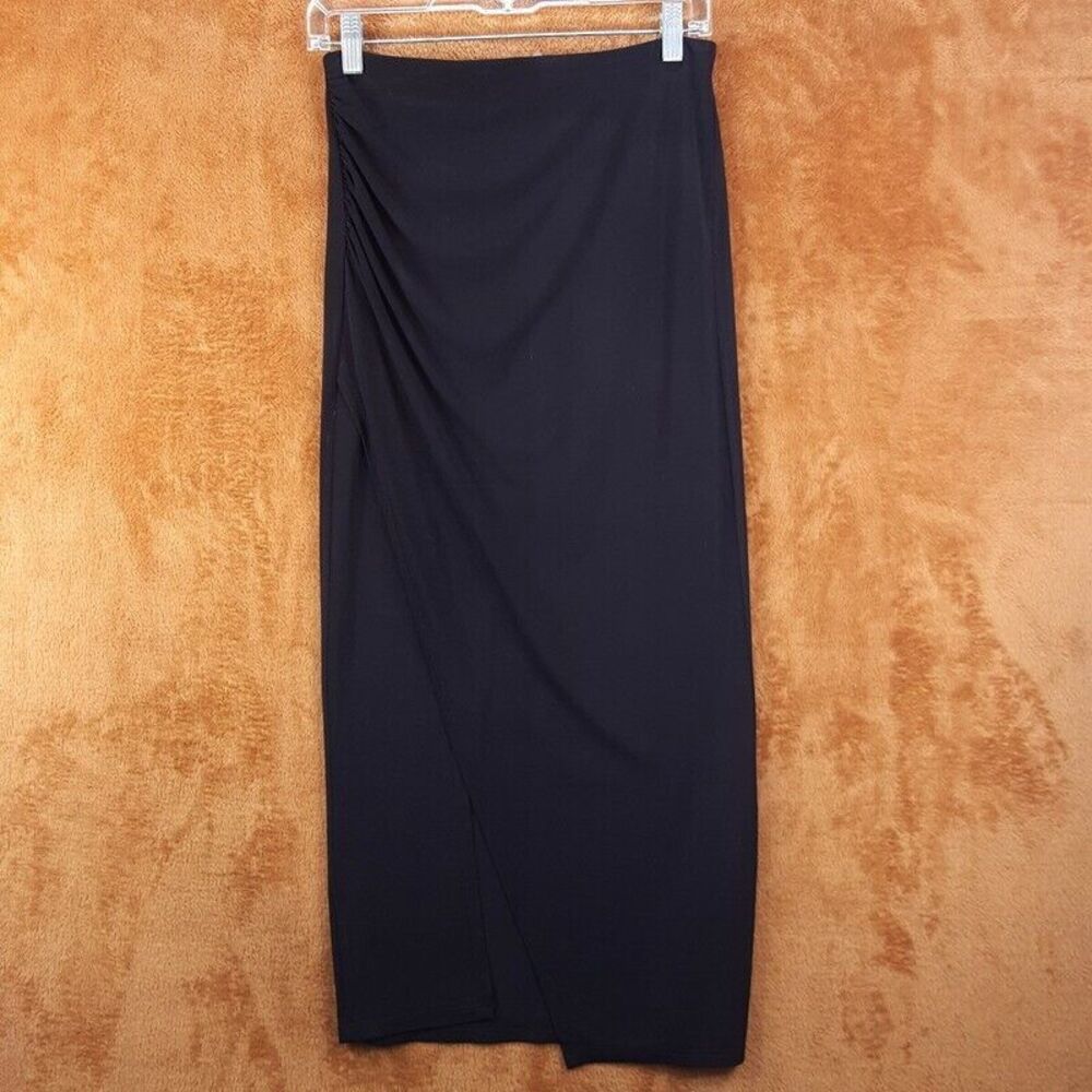 ALICE OLIVIA X STACEY BENDET Womens Skirt Small Black Pull On Maxi Slit AIR